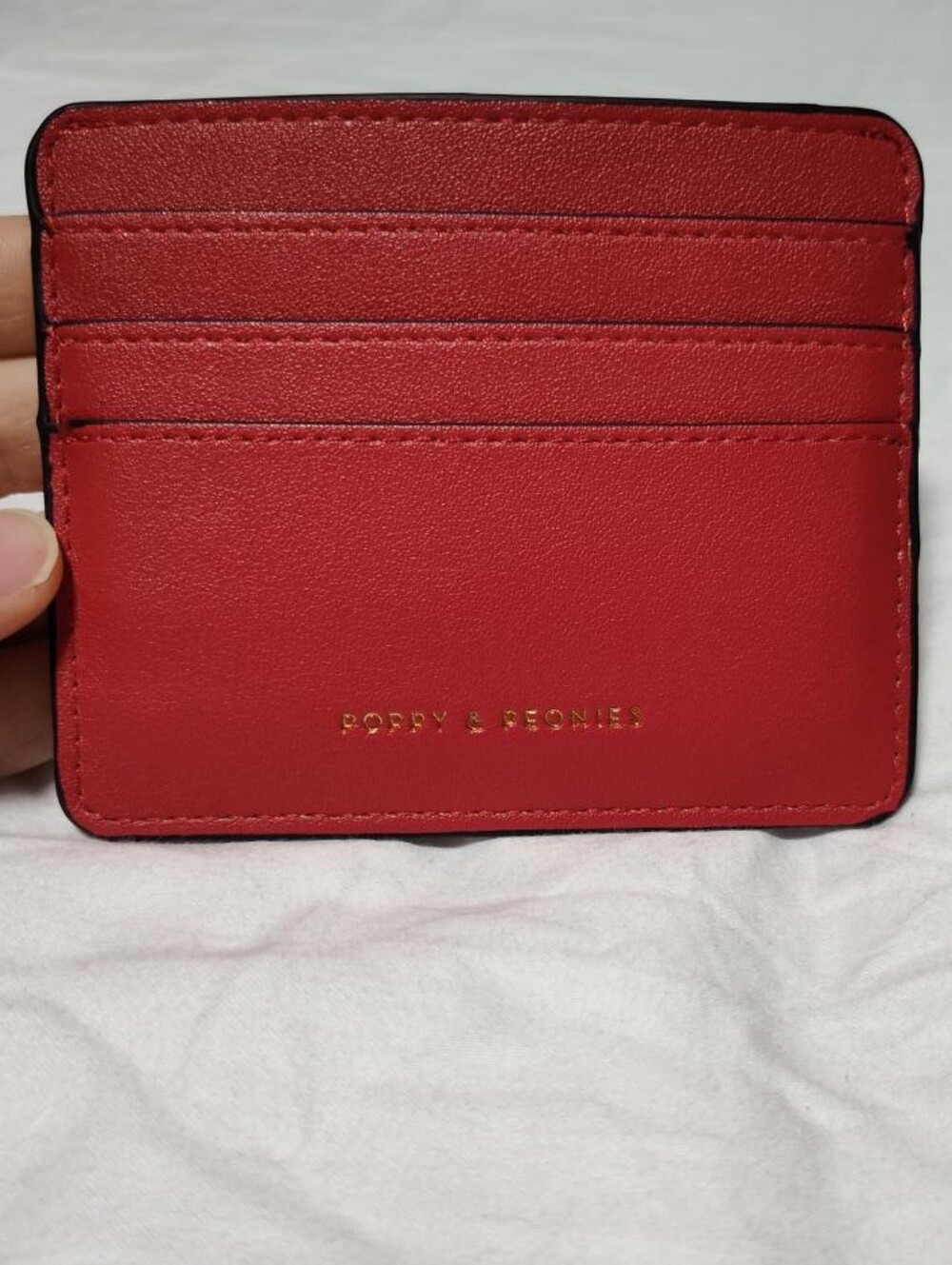 Poppy & Peonies Red Vegan Leather Card Holder Holiday Box